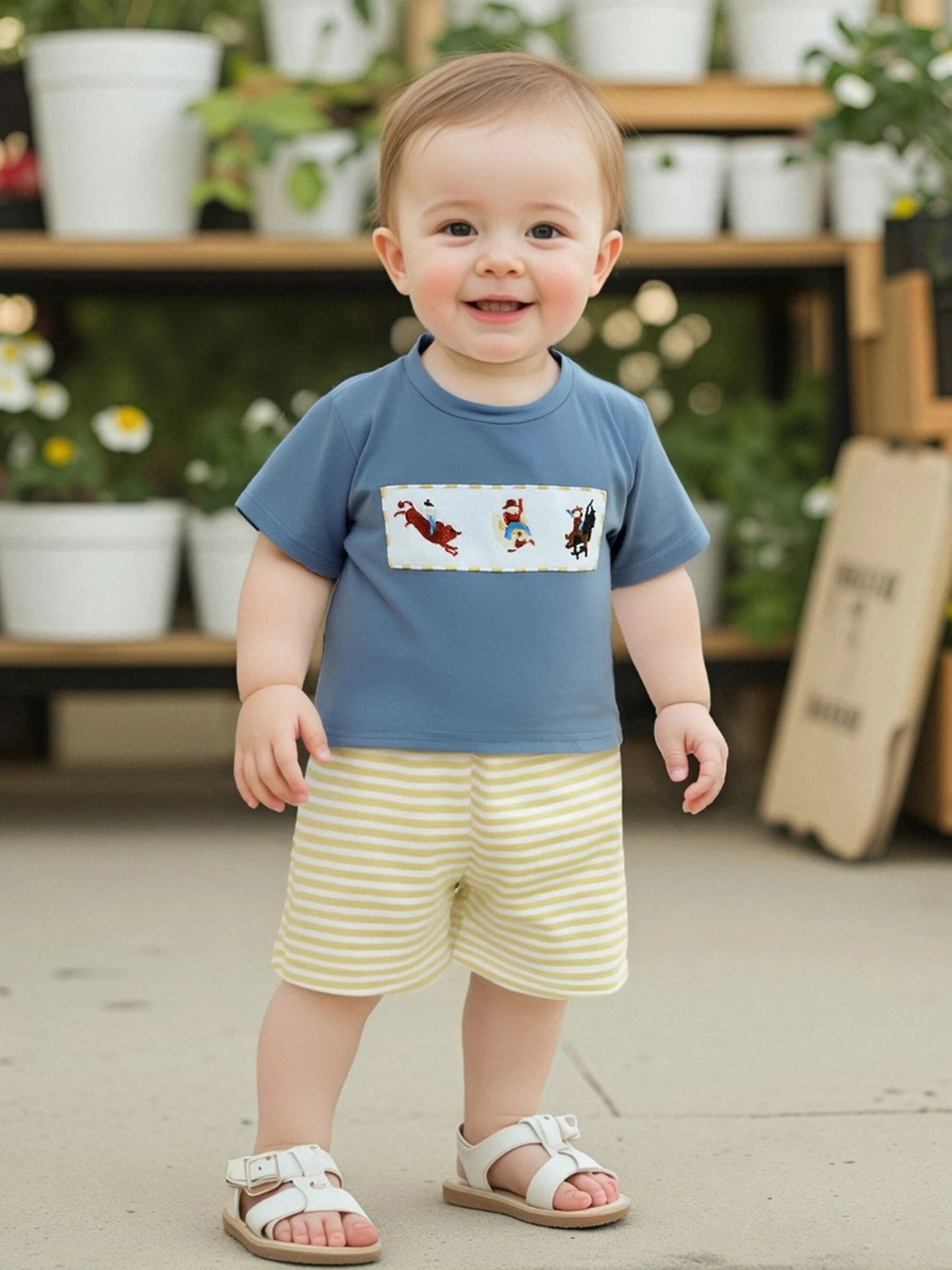 Guangdong Toddler Cowboy Style Shirt And Shorts Set
