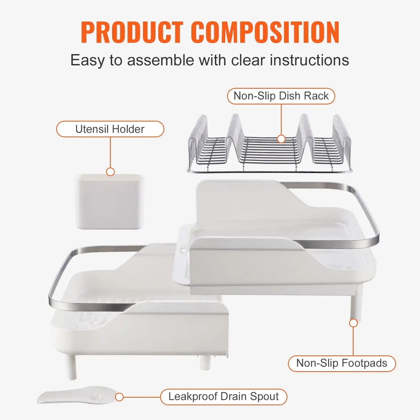 Expandable Dish Drying Rack Stainless Steel Utensil Holder