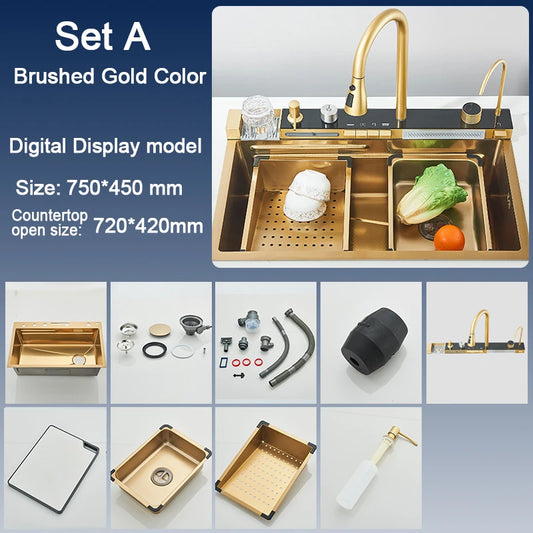 Rozin 304 Stainless Steel Kitchen Sink Waterfall Faucet