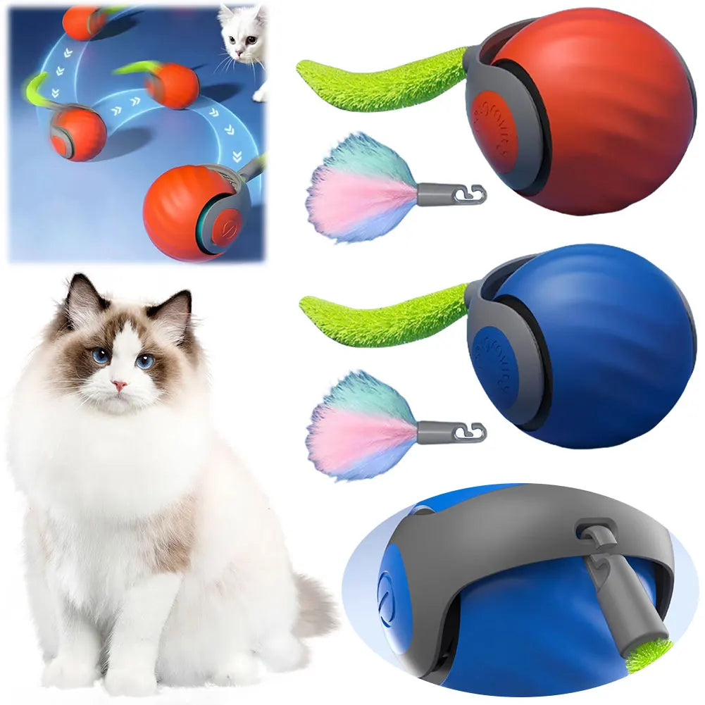 Automatic Moving Cat Toy Ball With USB Rechargeable Smart Features
