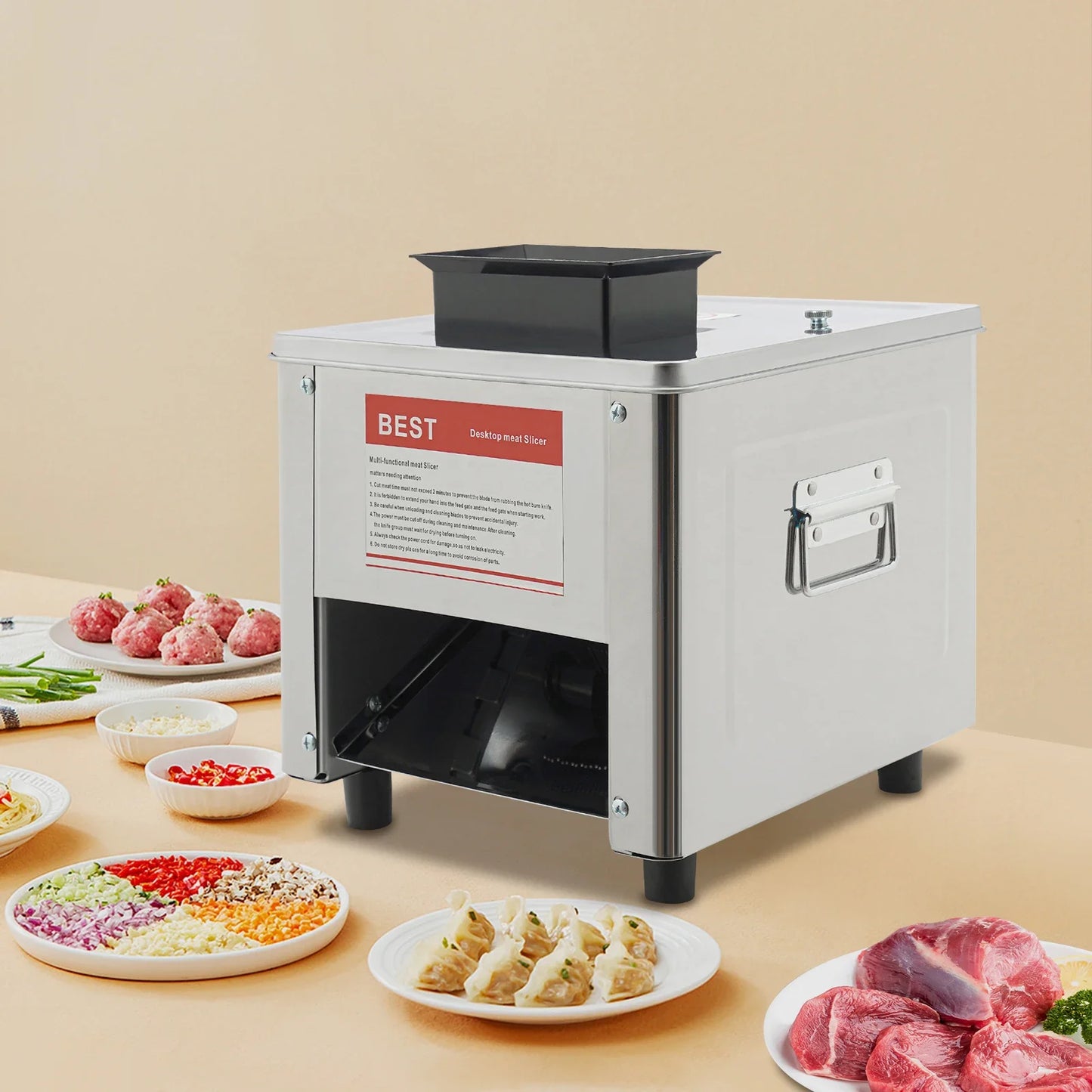850W Electric Meat Cutter Slicer Stainless Steel 110V