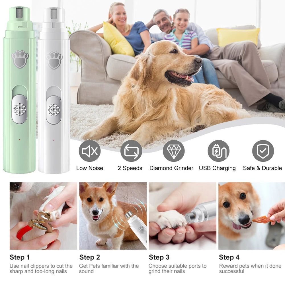 Electric Pet Nail Grinder Low Noise USB Rechargeable Clipper