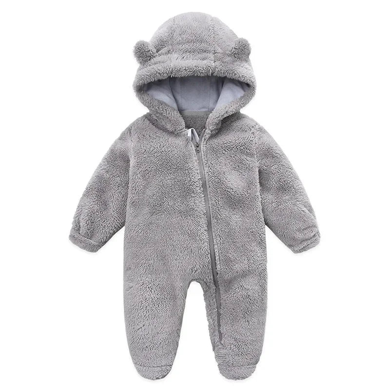 Velvet Hooded Baby Romper Jumpsuit For Newborns And Toddlers