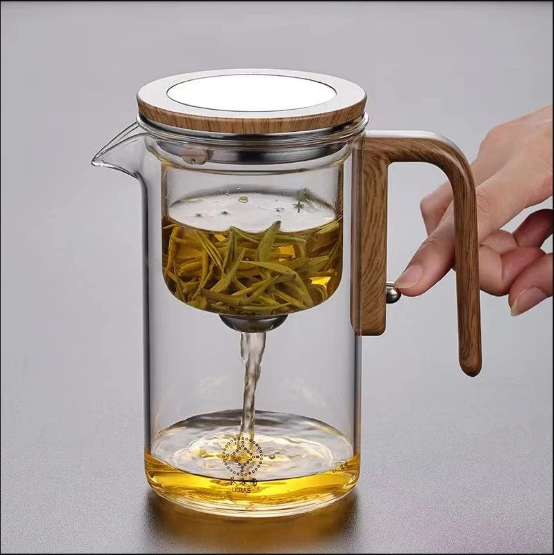 Enchanti Glass Tea Pot with Infuser and Wooden Handle