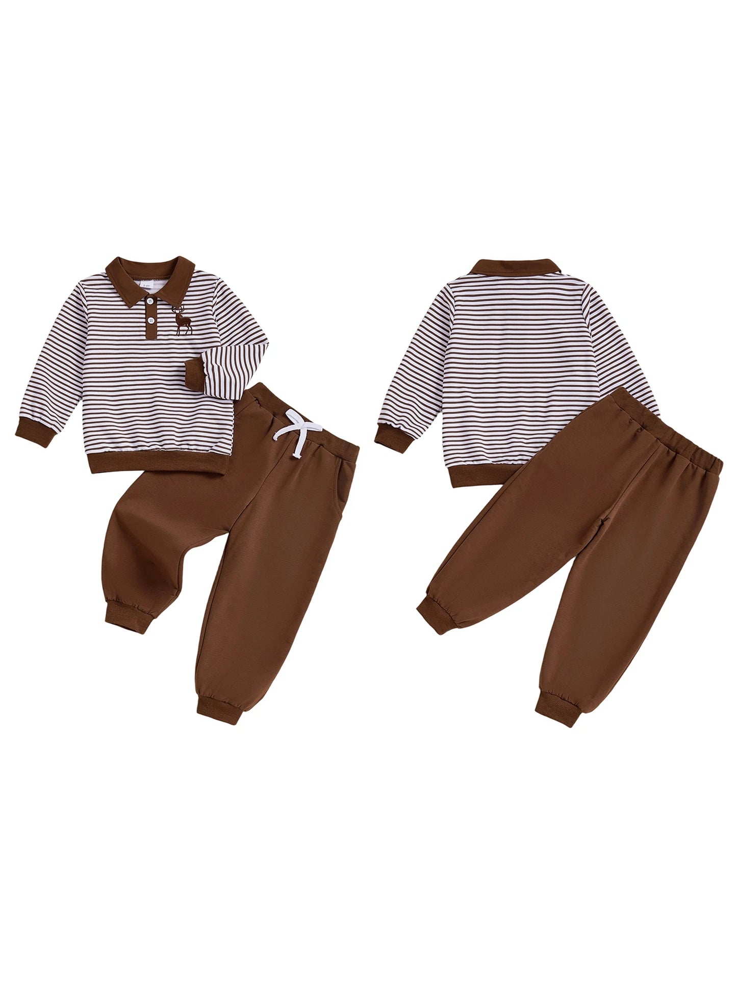 CN Guangdong Boys Winter Two Piece Reindeer Embroidery Plaid