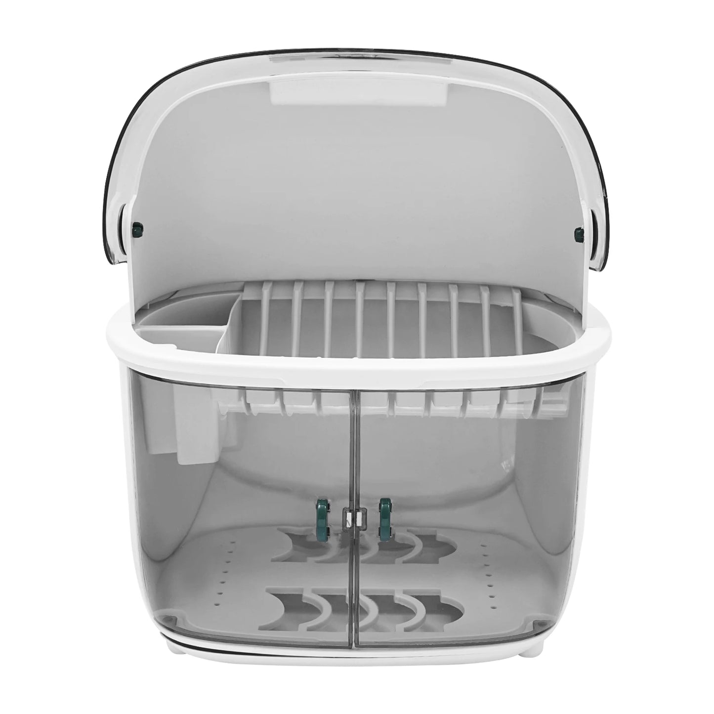 Two Tier Plastic Dish Drying Rack With Dust Cover System