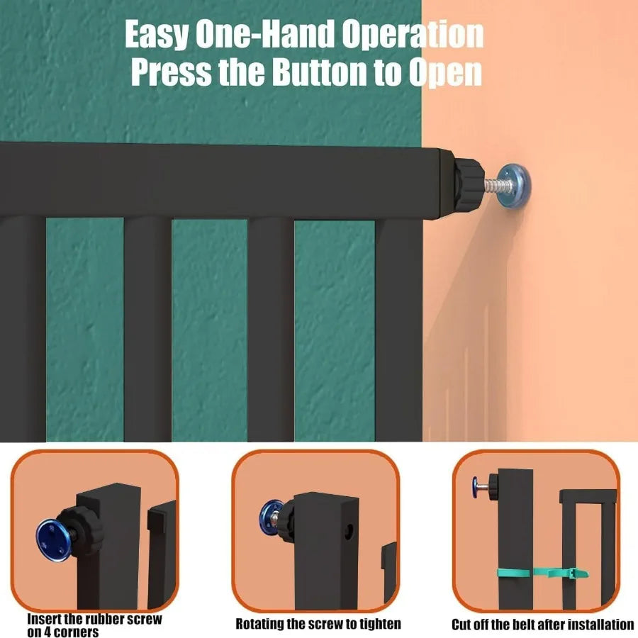 Adjustable Pressure Mounted Baby Gate With Auto Close