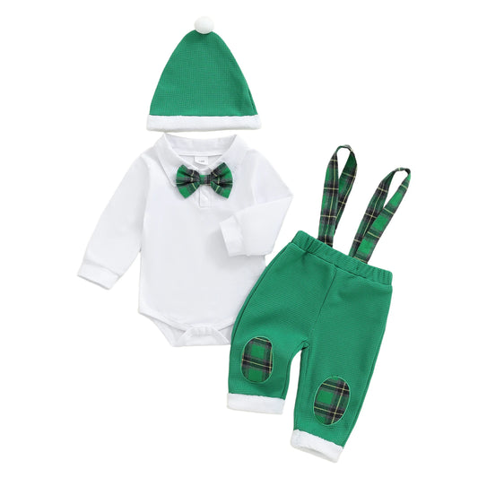 Toddler Holiday 3-Piece Romper Set With Hat