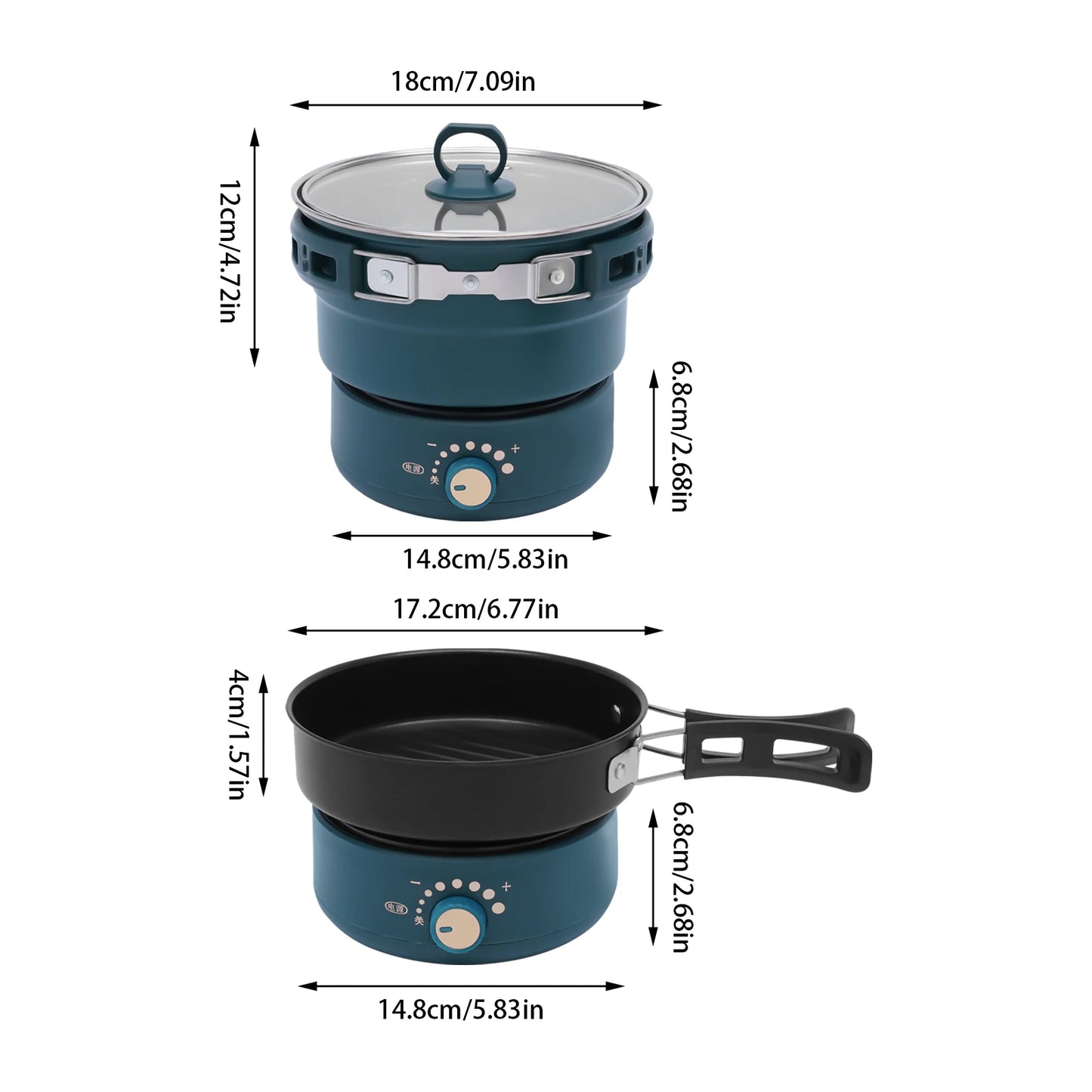 500W Electric Hot Cooker Portable Steamer Glass Lid 110V