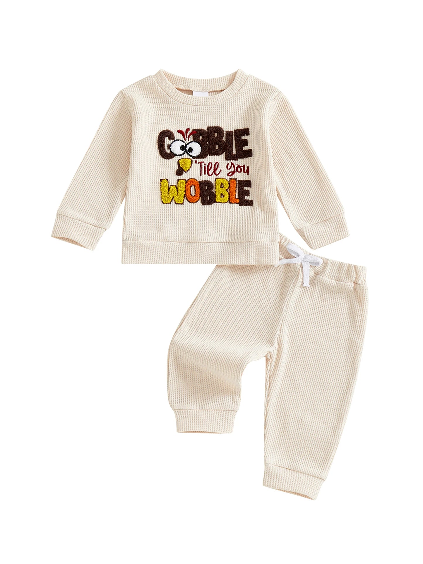 Thanksgiving Baby Girl Turkey Embroidered 2 Piece Set