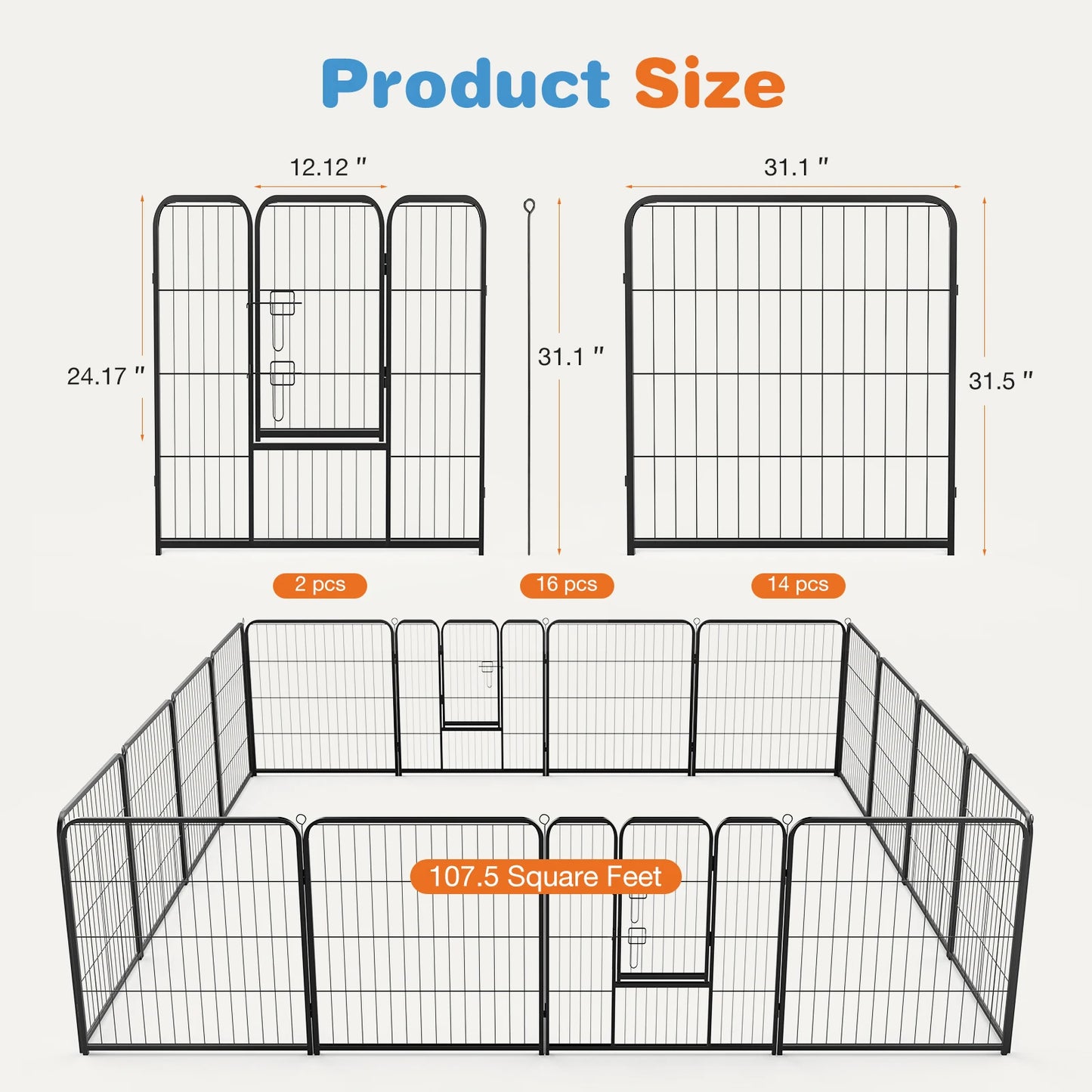 Heavy Duty Metal Dog Playpen for Indoor and Outdoor Use