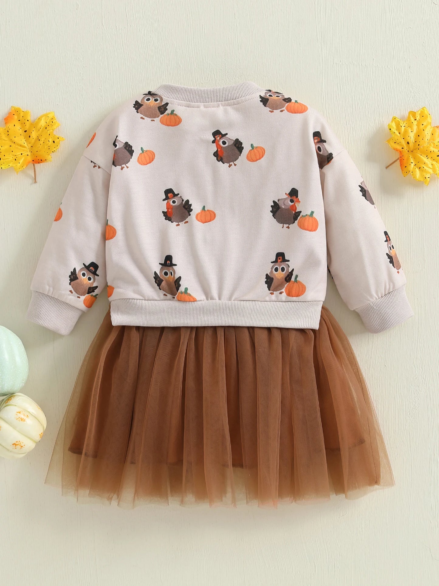 Toddler Girl Thanksgiving Tutu Dress With Turkey Print