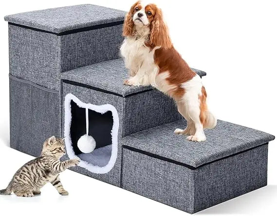 Bilibrara Foldable Dog Stairs Non Slip 3 Step Pet Steps