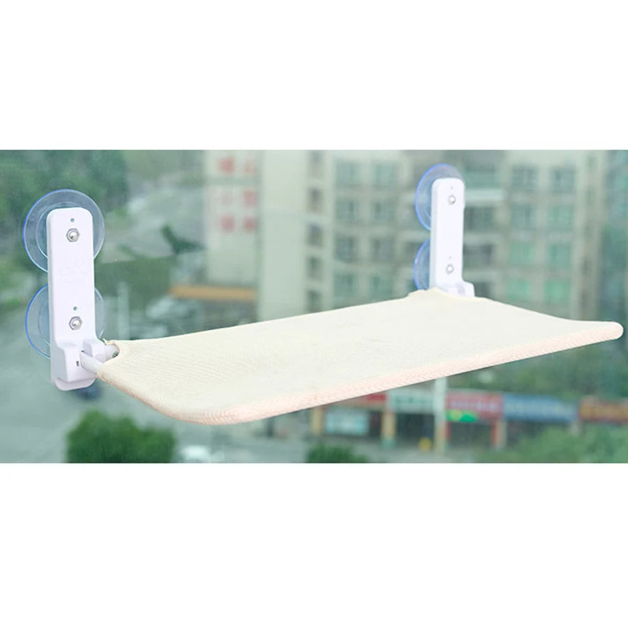 Foldable Cat Hammock With Plush Mesh And Suction Cups