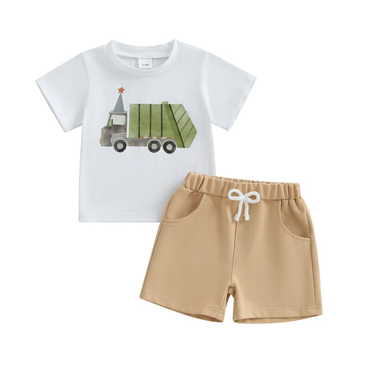 Emmababy Dinosaur Print 2 Piece Baby Boy Summer Outfit Set