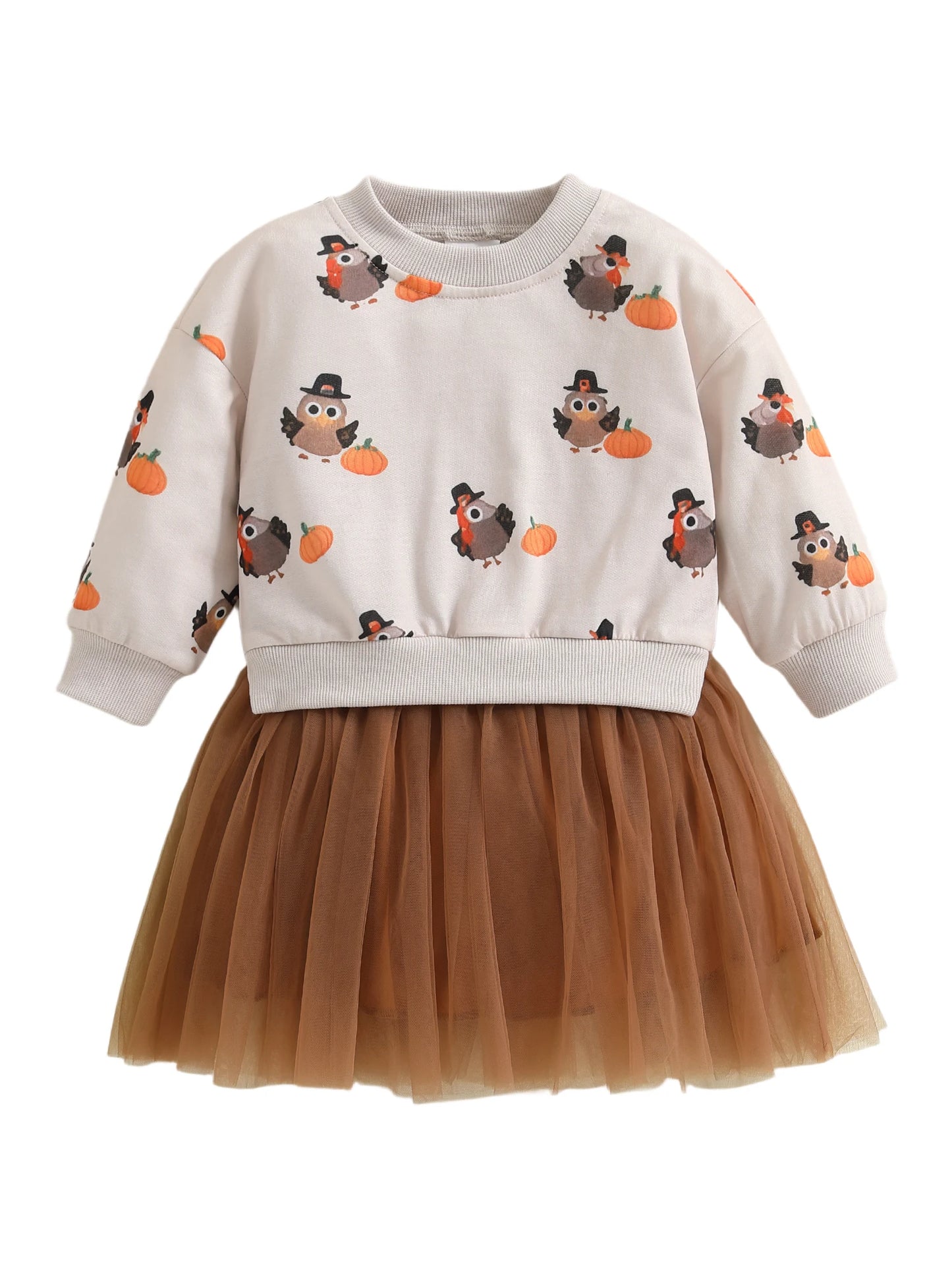 Toddler Girl Thanksgiving Tutu Dress With Turkey Print
