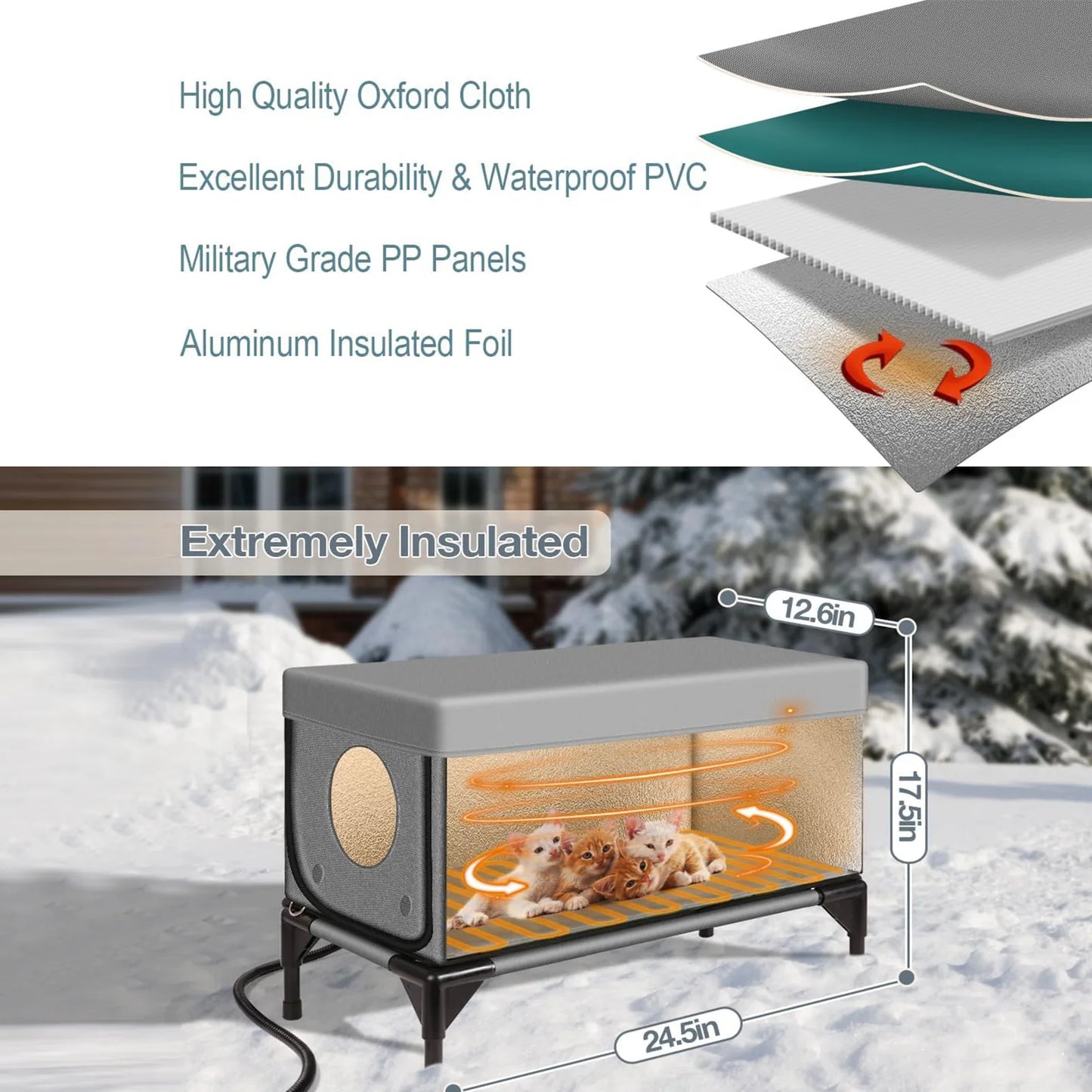 LZJVCN Outdoor Cat House Heated Winter Shelter Windproof Rainproof