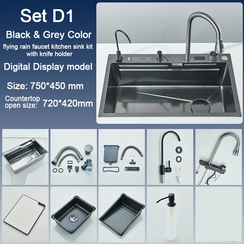 Rozin 304 Stainless Steel Kitchen Sink Waterfall Faucet