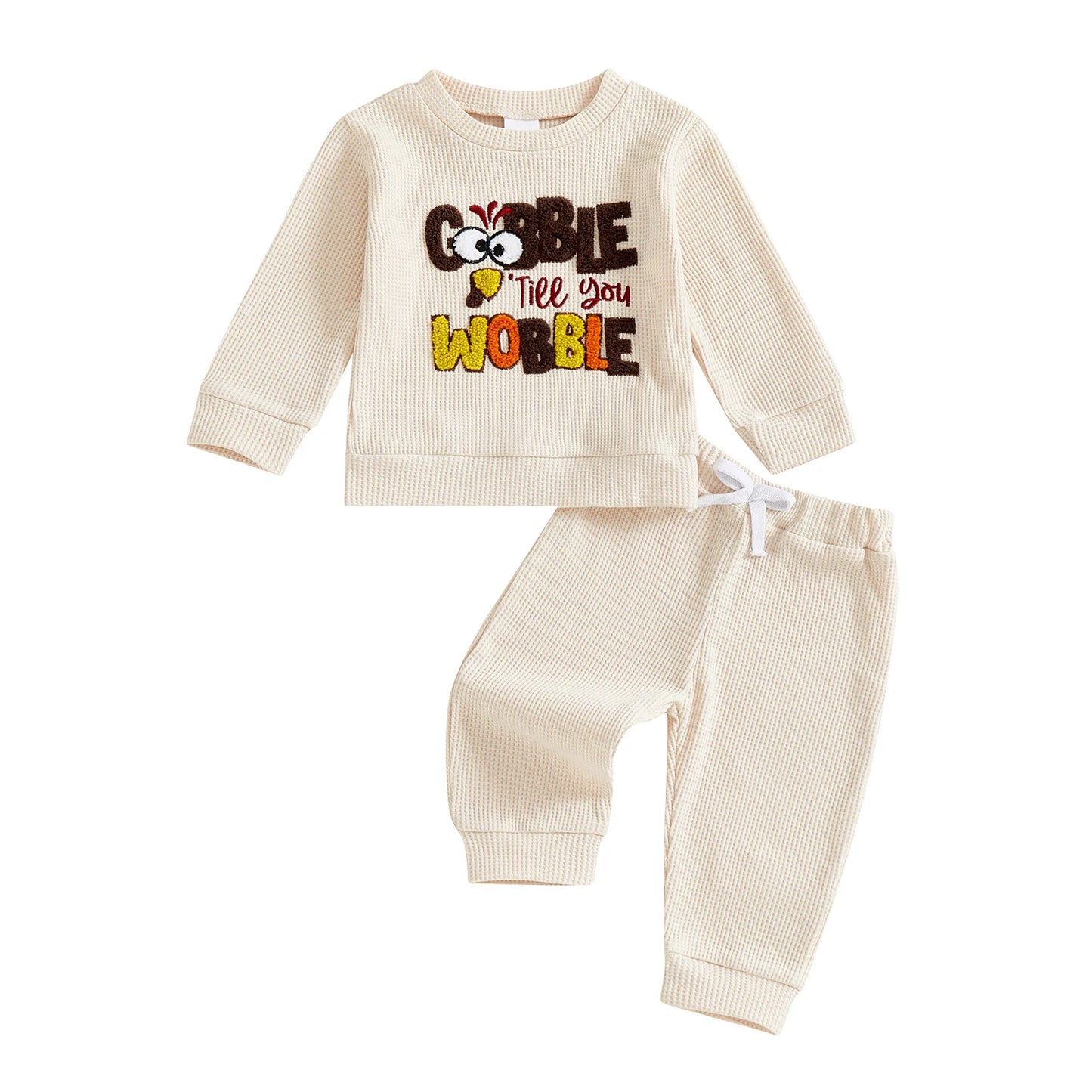 Thanksgiving Baby Girl Turkey Embroidered 2 Piece Set