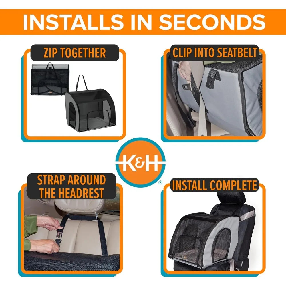 KH Pet Products Enclosed Dog Car Seat Travel Carrier