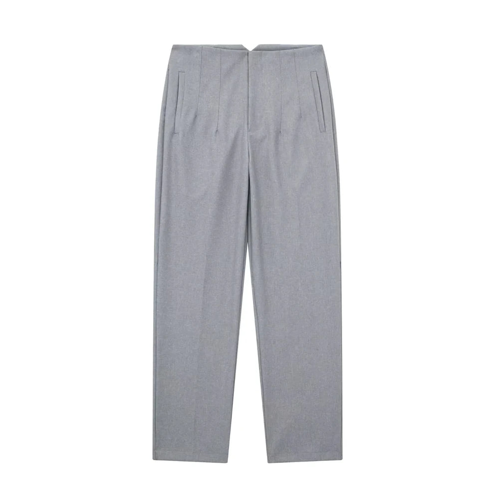 TRZA Women Office Wear Pants With Seam Detail High Waist