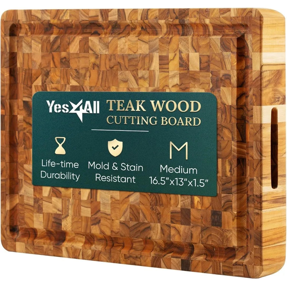 Yes4All Durable Teak End Grain Cutting Board For Kitchen