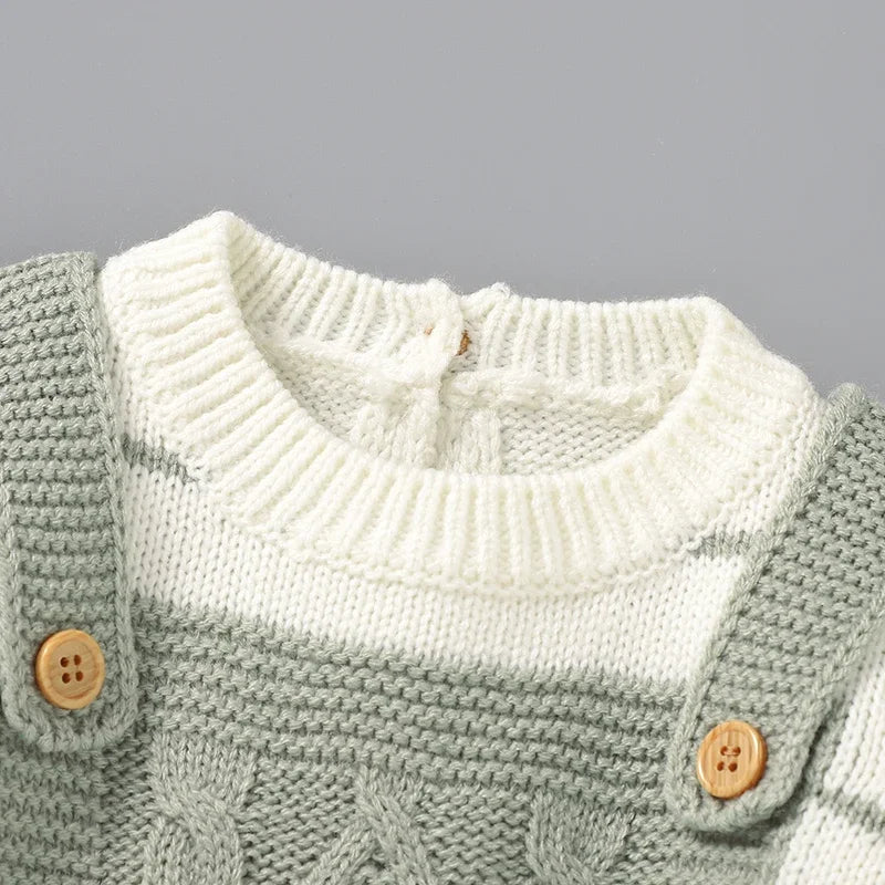 Unisex Baby Bodysuits Long Sleeve Knitted Onesie Outfit