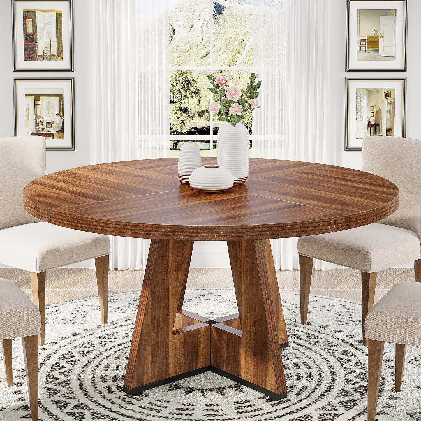 Tribesigns Modern Round Dining Table Farmhouse Kitchen