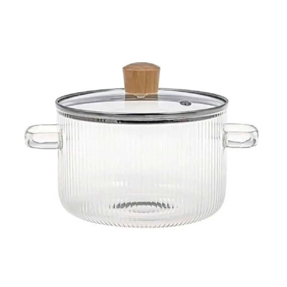 Glass Saucepan With Double Handles Heat Resistant Pot