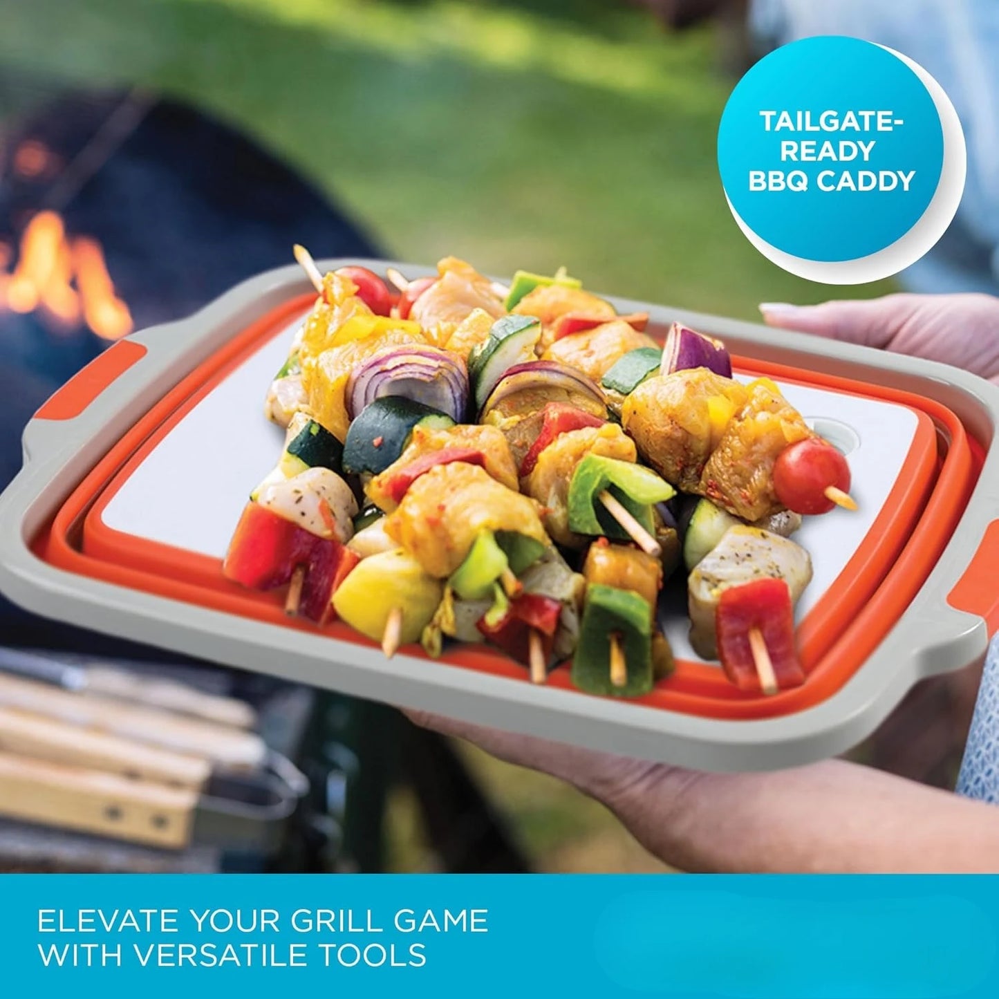 Collapsible XL BBQ Prep Tub With Cutting Board And Lid