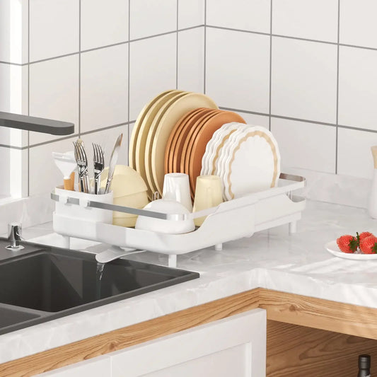 Expandable Dish Drying Rack Stainless Steel Utensil Holder