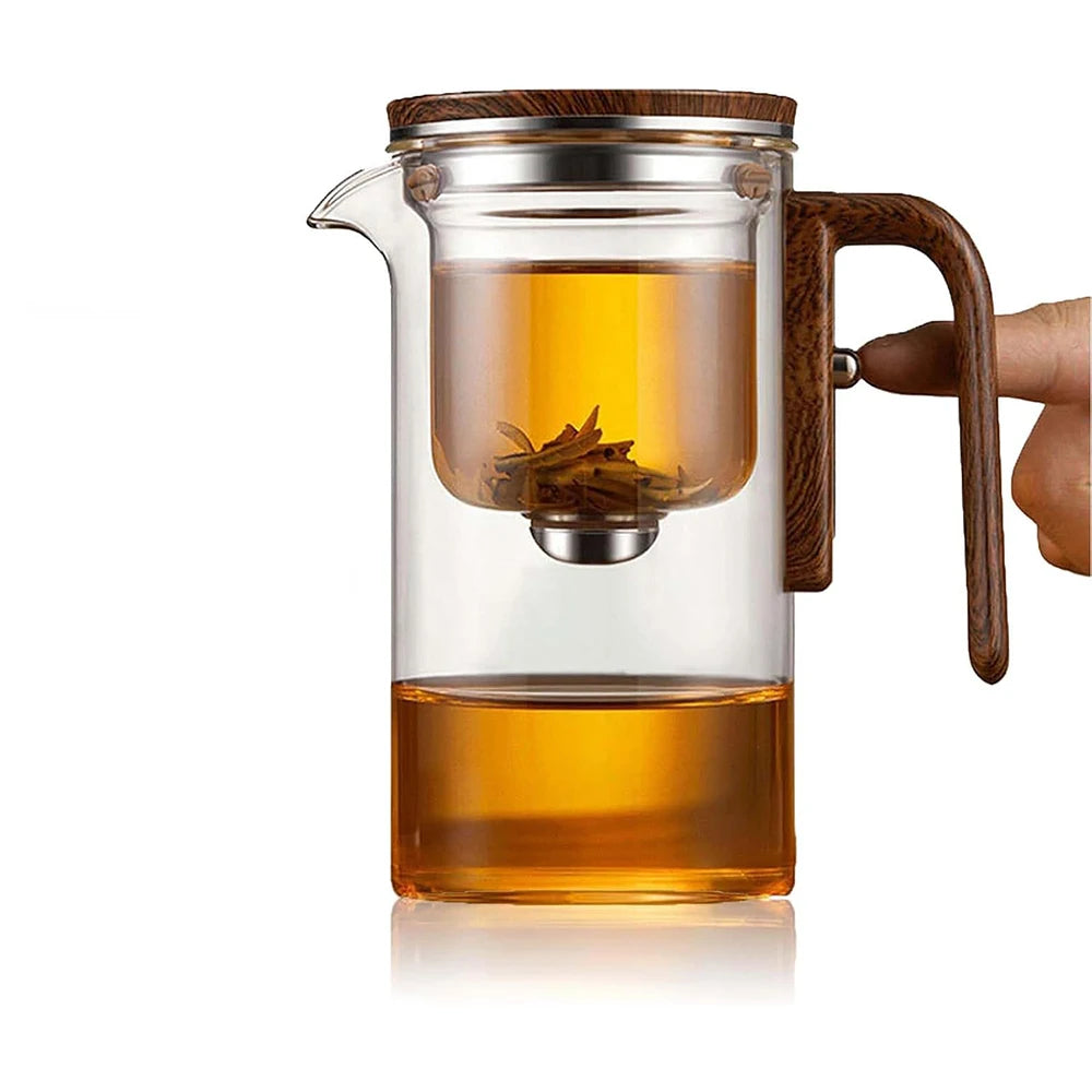 Enchanti Glass Tea Pot with Infuser and Wooden Handle