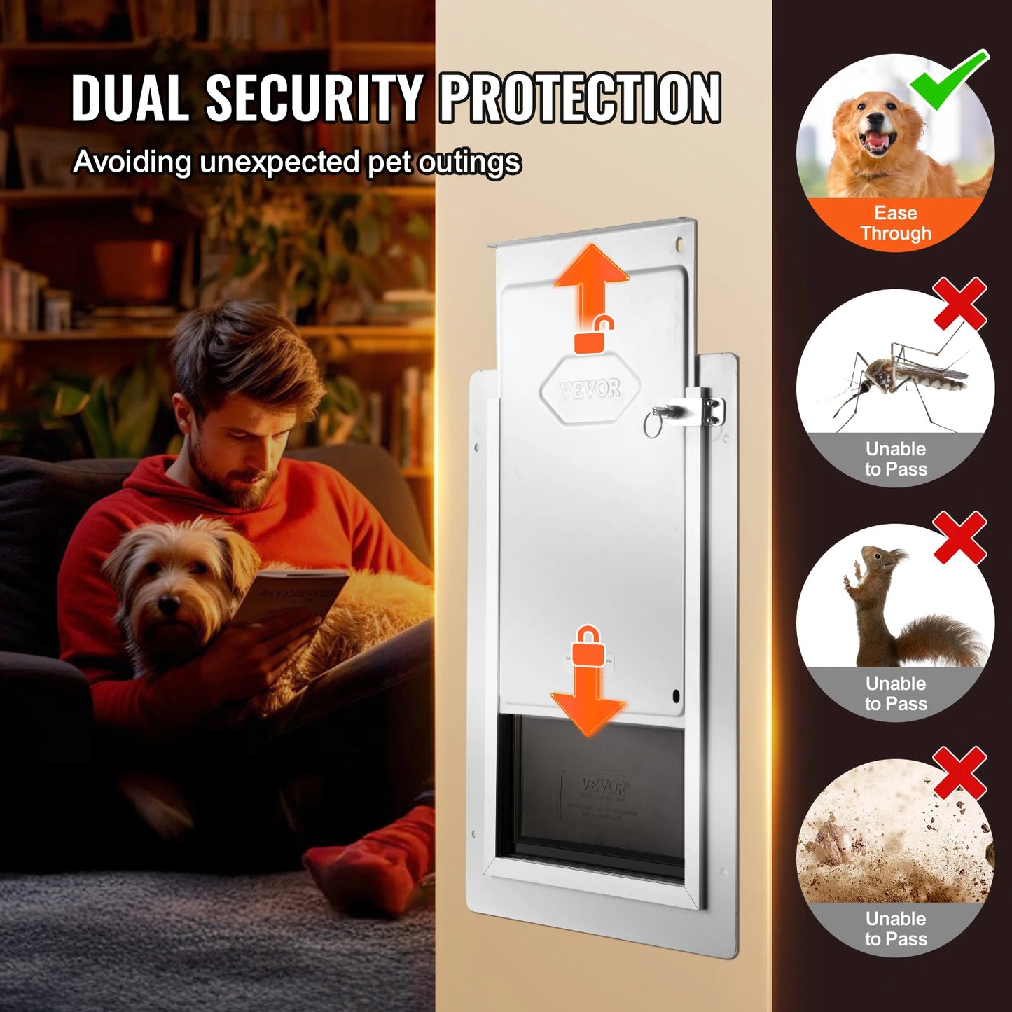 Weatherproof Metal Pet Door with Lock and Easy Installation