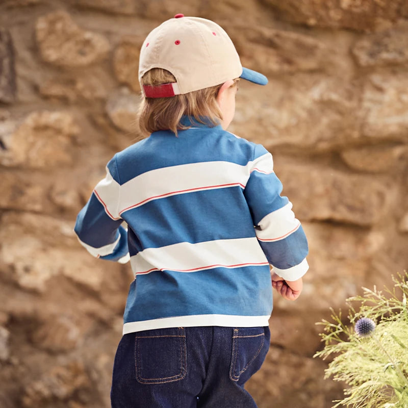 Dave Bella Boys Long Sleeve Spring Polo Shirt Stripe Cotton
