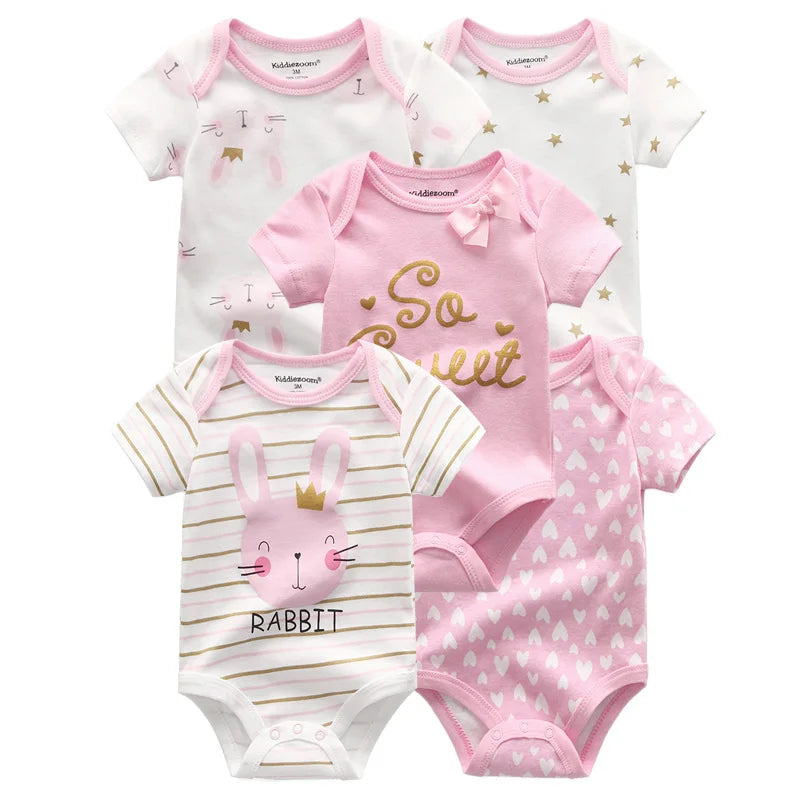 Kiddiezoom Cartoon Baby Bodysuits 100 Percent Cotton