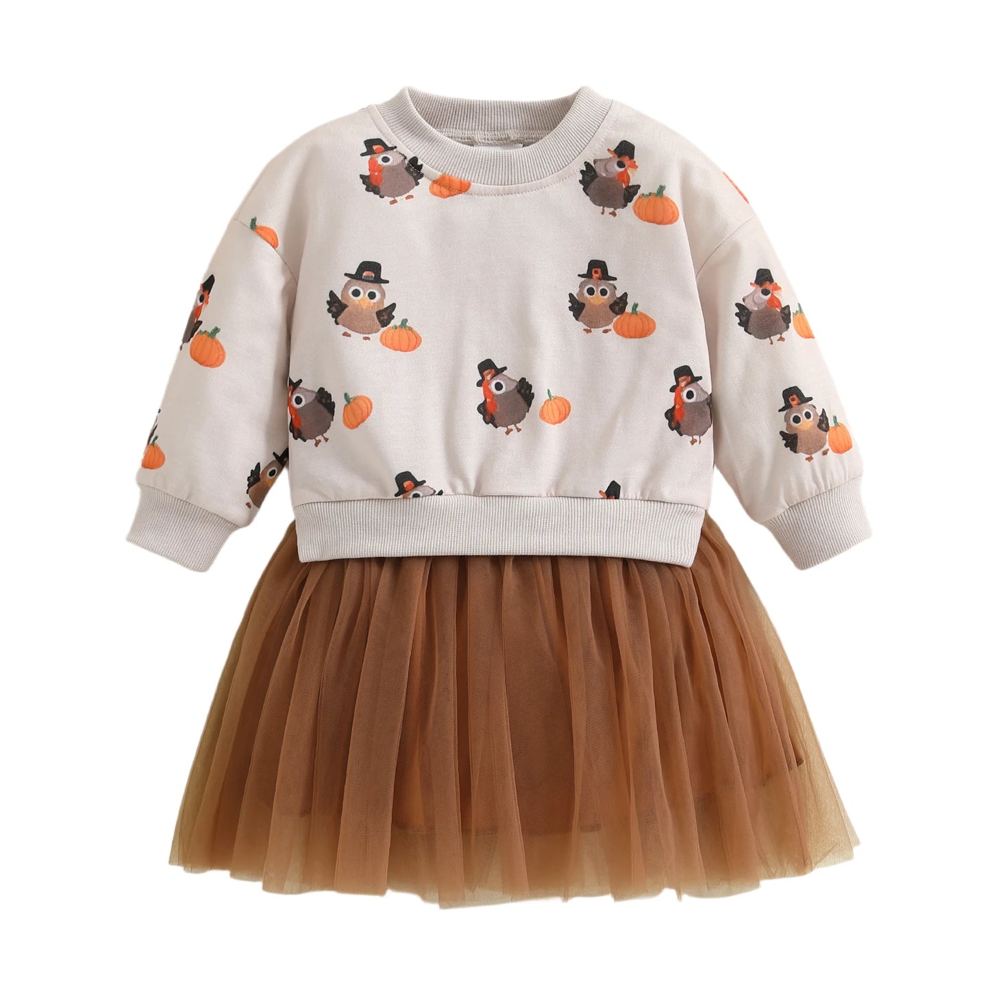 Toddler Girl Thanksgiving Tutu Dress With Turkey Print