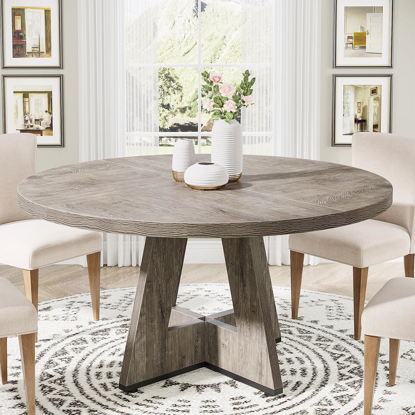 Tribesigns Modern Round Dining Table Farmhouse Kitchen
