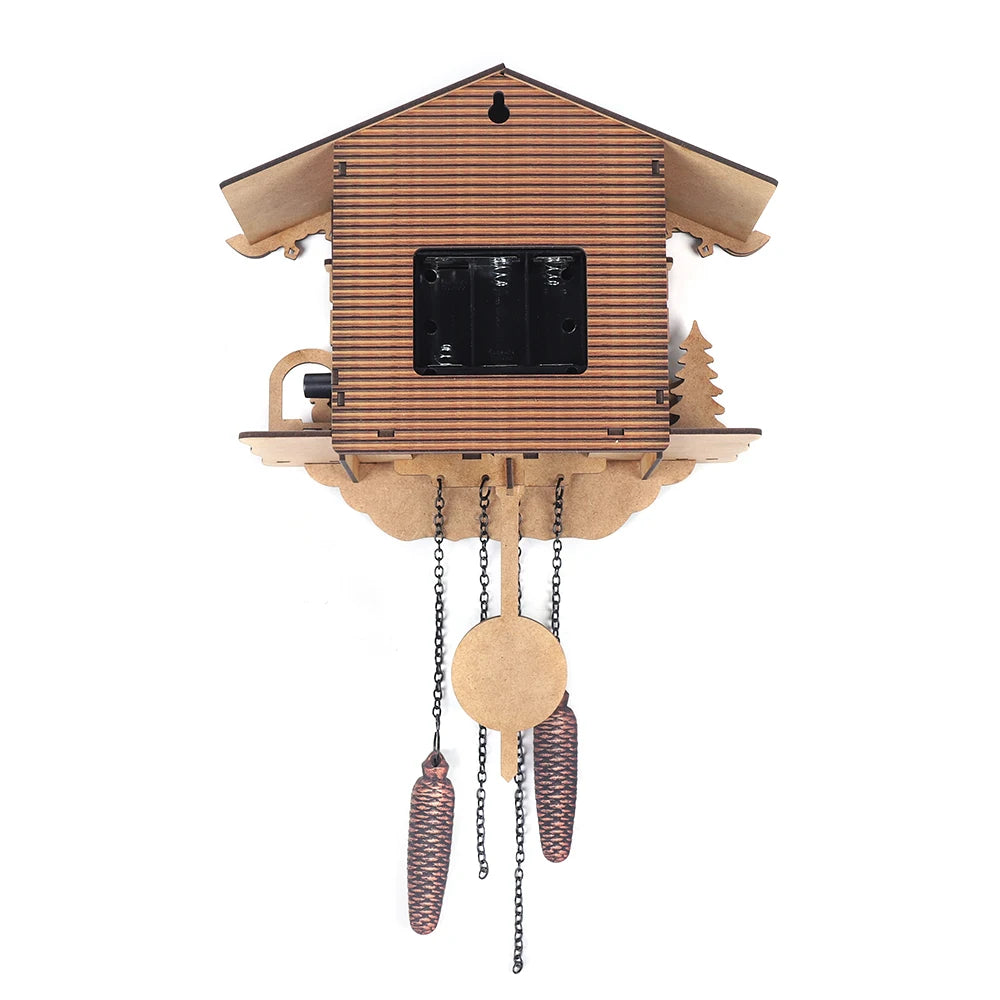Creative Wooden Bird Cuckoo Wall Clock With Swinging Wings