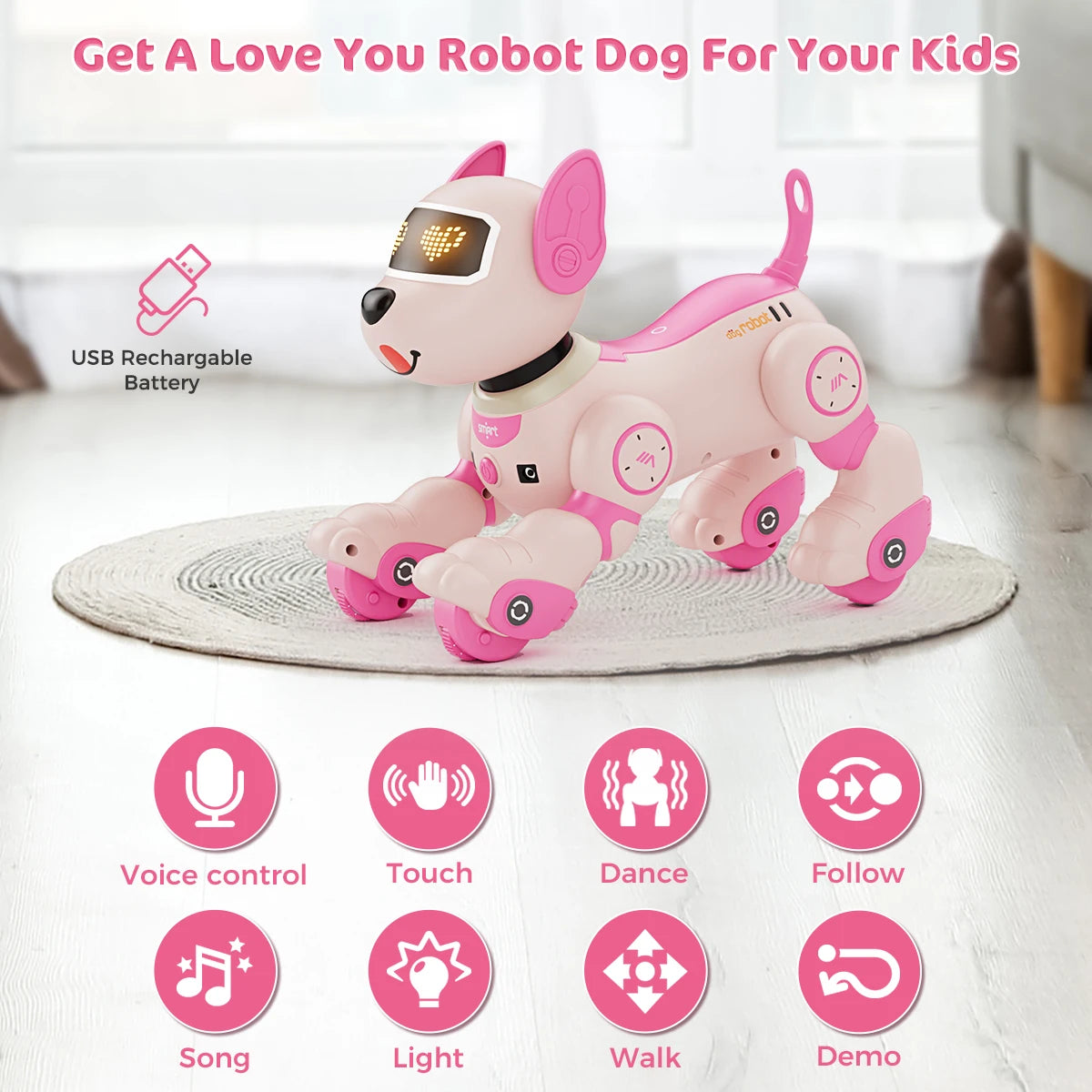 VATOS Robot Dog Toy For Kids Remote Control Touch Sensor