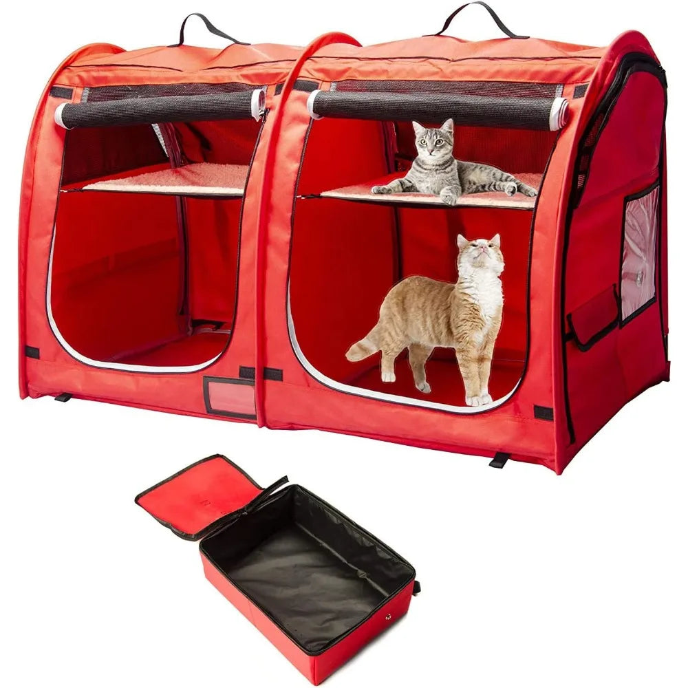 Mispace Portable Twin Compartment Cat Cage Condo