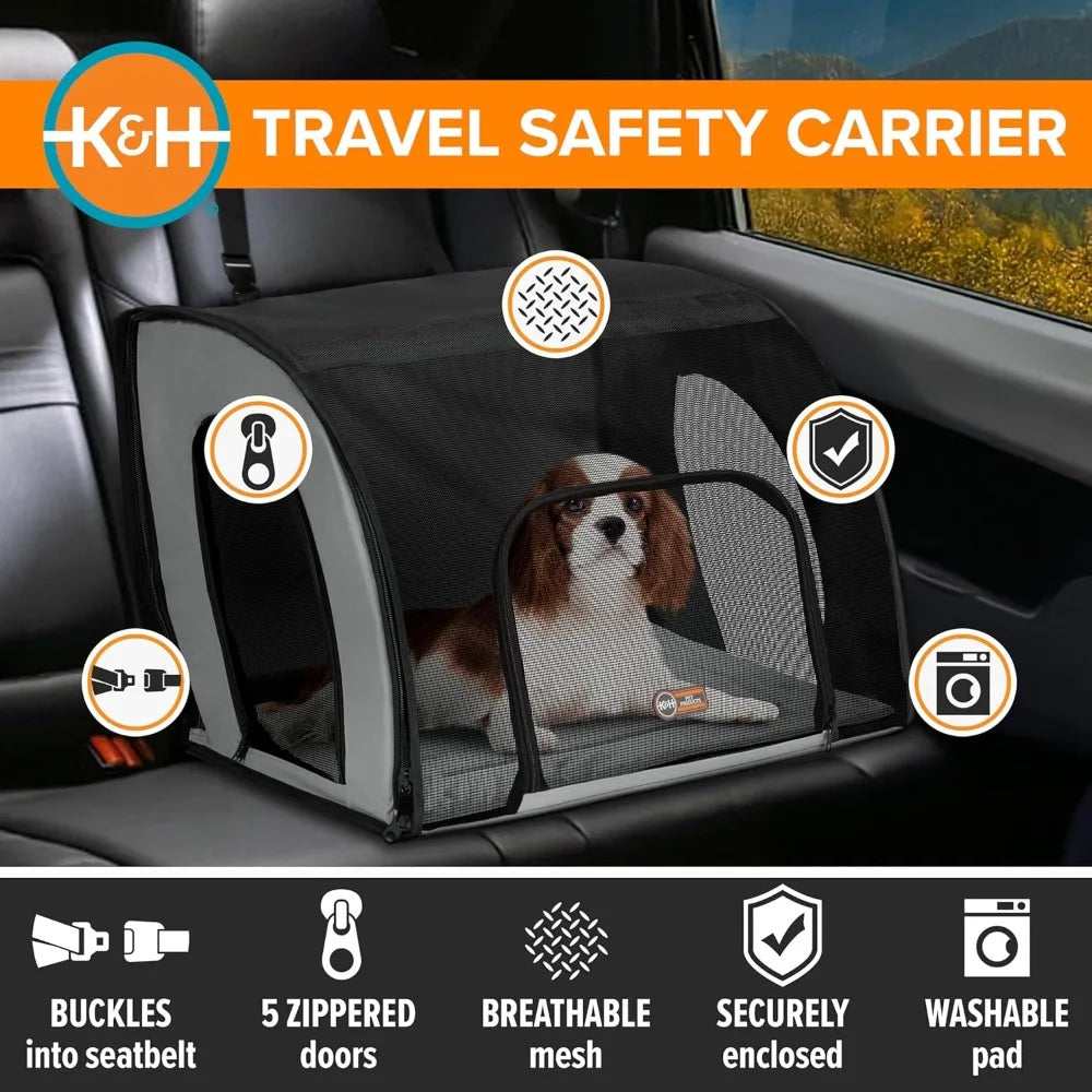 KH Pet Products Enclosed Dog Car Seat Travel Carrier