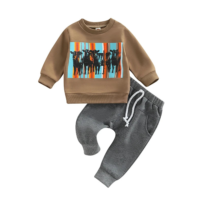 CatheryCN Dinosaur Print Hoodie And Camouflage Pants Set