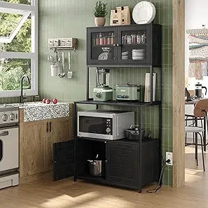 6 Tier Kitchen Bakers Rack With Power Outlet Shelves