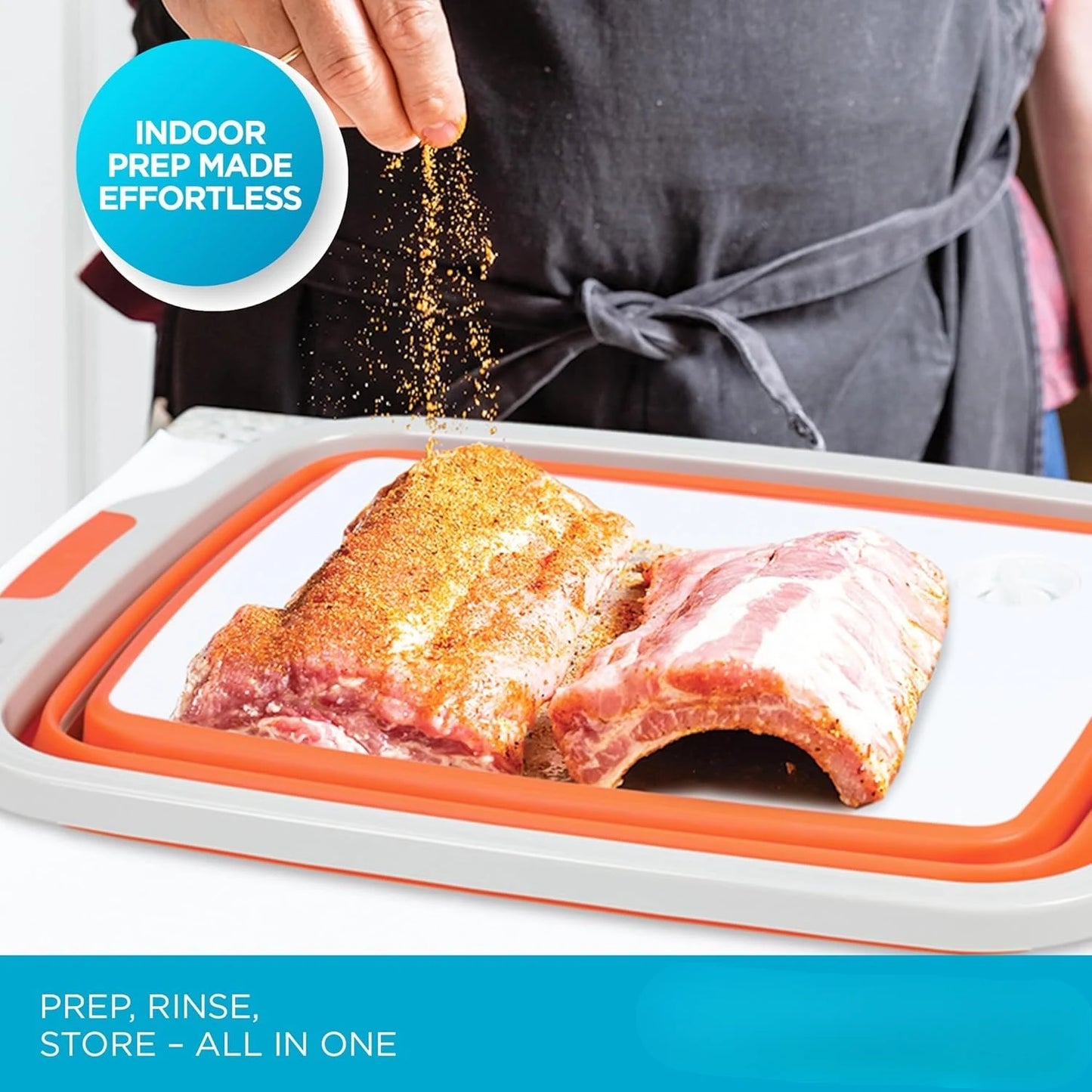 Collapsible XL BBQ Prep Tub With Cutting Board And Lid