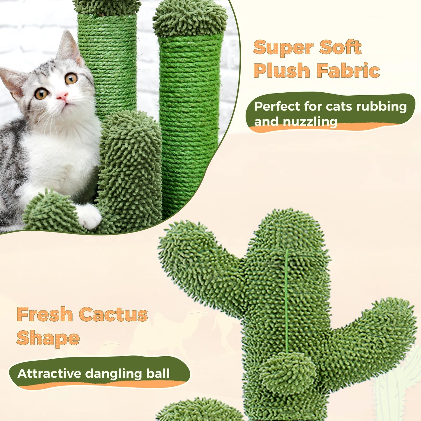 PAWZ Road Cactus Cat Scratcher Post With 3 Scratching Poles