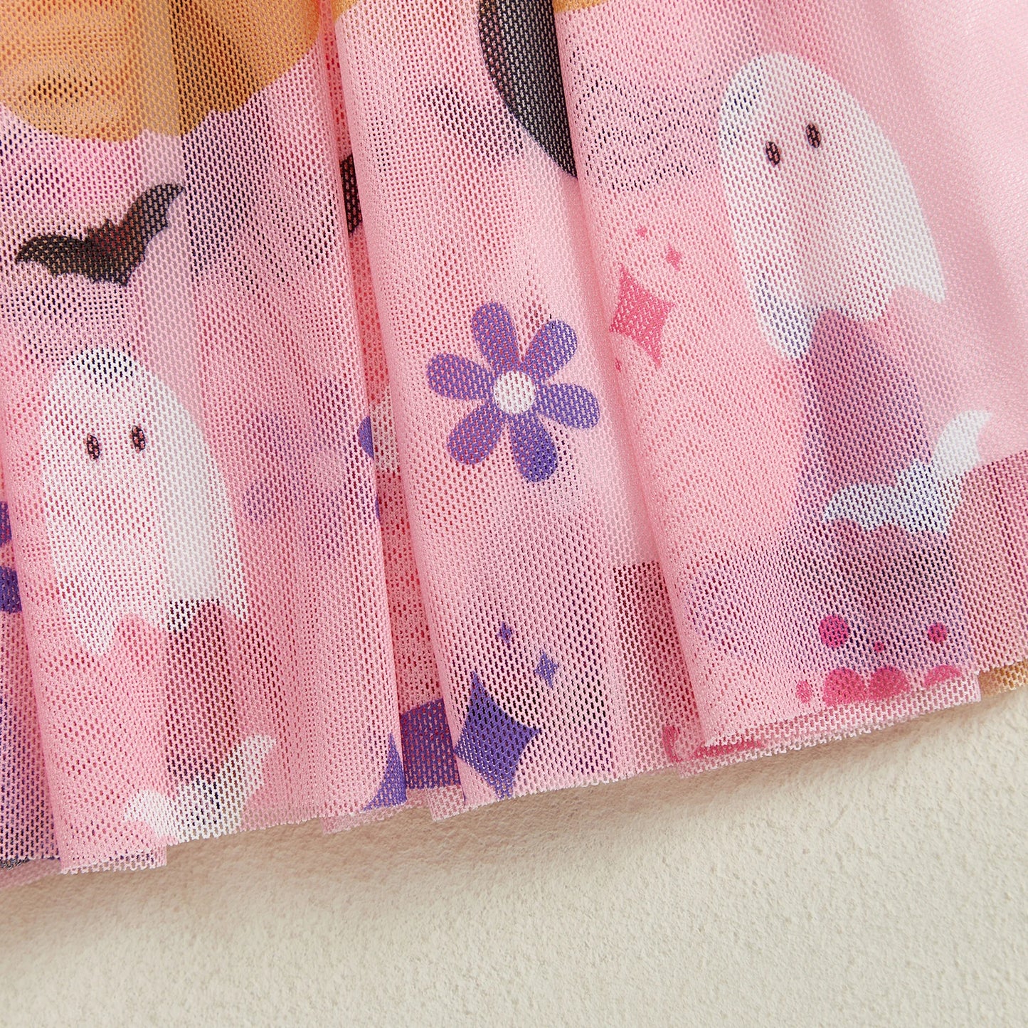 Girls Halloween Ghost Embroidery Tulle Skirt Outfit Set