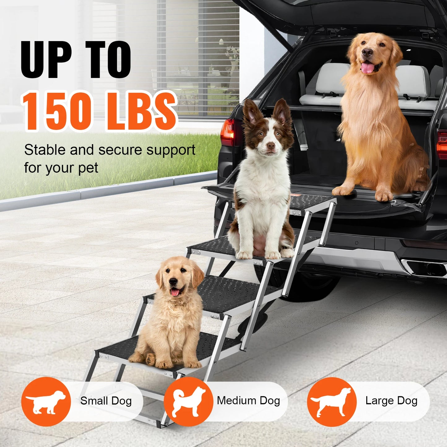 SucceBuy Dog Car Stair Folding Portable Pet Steps SUVs