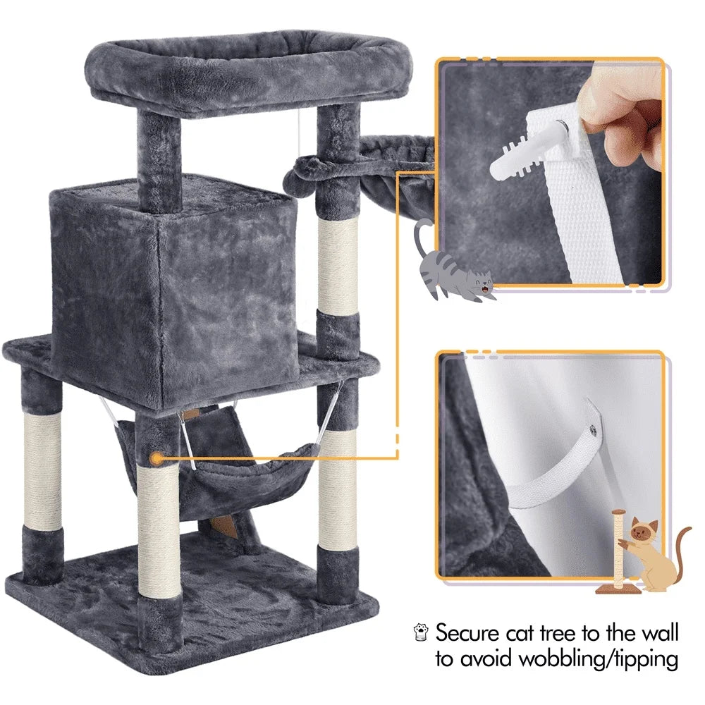 DUTRIEUX Cat Tree Tower Multi Level Scratching Posts Plush
