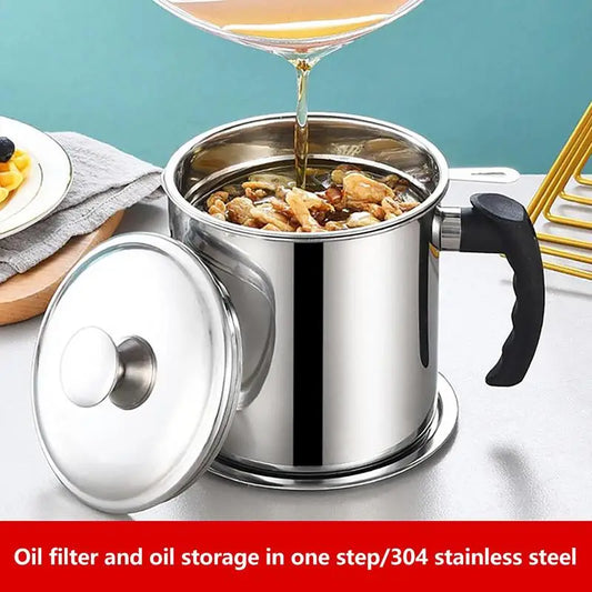 Grease Filter Pot With Lid Oil Storage Tray For Kitchen