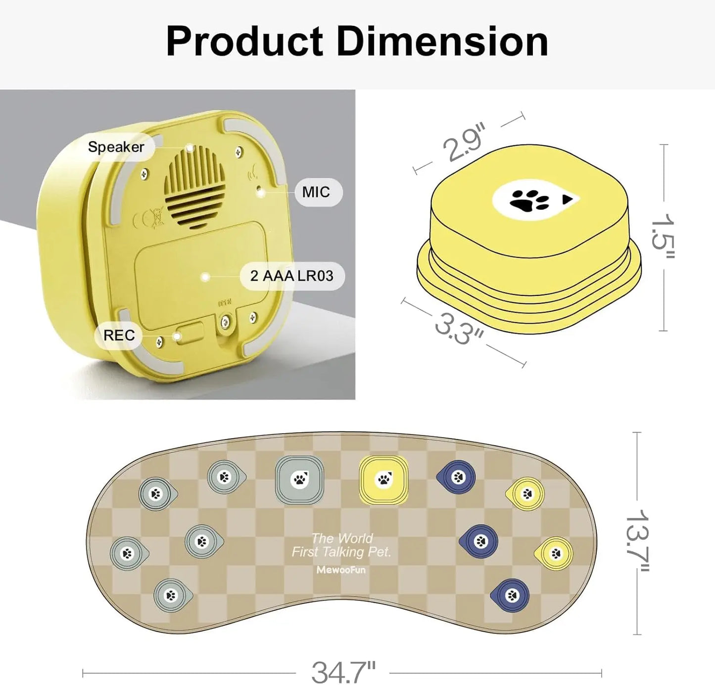 Mewoofun Dog Talking Button Set for Communication Training